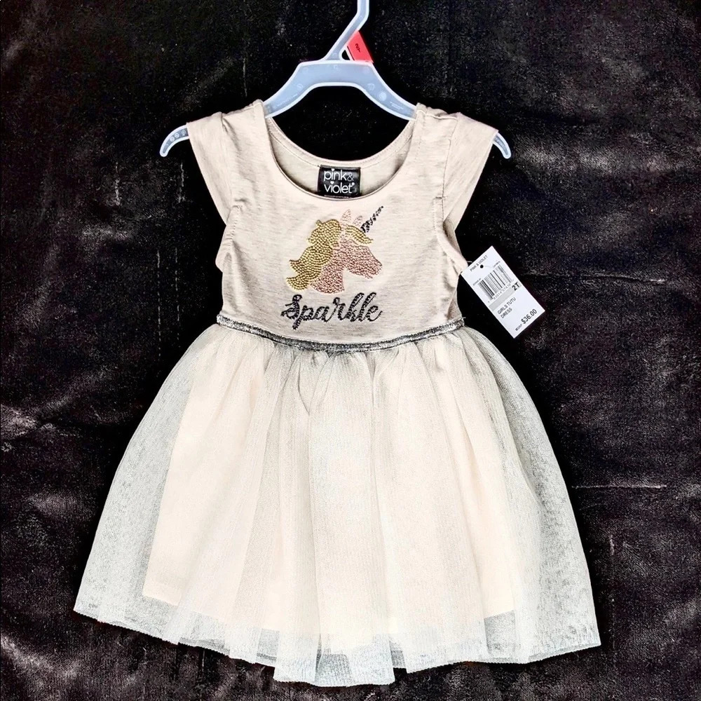 Pink & Violet Toddler Girl's Sleeveless Unicorn Dress
